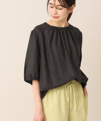 【洗える】レーヨン麻ギャザーブラウス（ＸＳ～Ｌ）（２００２２７５８３０）