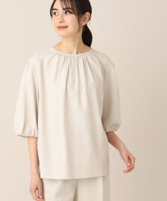 【洗える】レーヨン麻ギャザーブラウス（ＸＳ～Ｌ）（２００２２７５８３０）