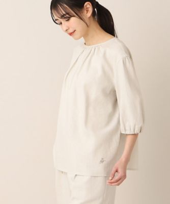 【洗える】レーヨン麻ギャザーブラウス（ＸＳ～Ｌ）（２００２２７５８３０）