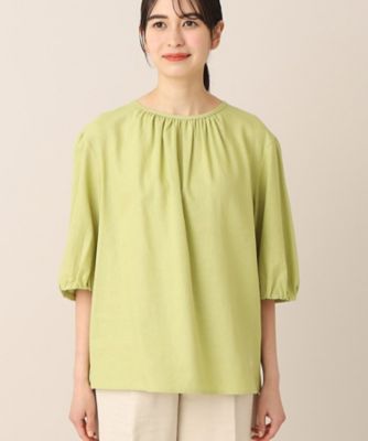 【洗える】レーヨン麻ギャザーブラウス（ＸＳ～Ｌ）（２００２２７５８３０）