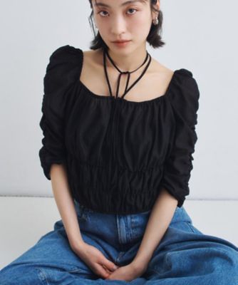CODE A (Women)/コードエー sheer gather blouse(2002275866) クロ019 トップス【三越伊勢丹/公式】