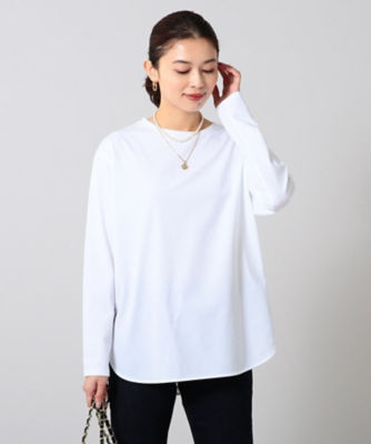＜UNTITLED L (Women/大きいサイズ)＞【コットン１００／無地＆ボーダー柄】サイロプレミアム天竺　長袖Ｔシャツ（２００２２７５９３０）