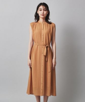 【ジレにもなるワンピース】バンドカラーデザイン　シアーワンピース（２００２２７５９５９）