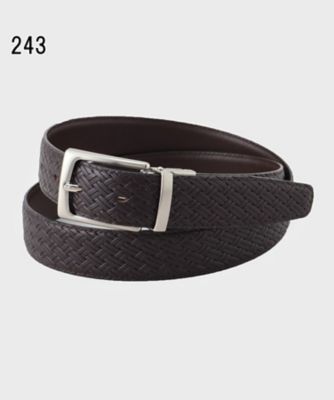 リバーシブル】日本製 型押しレザーベルト