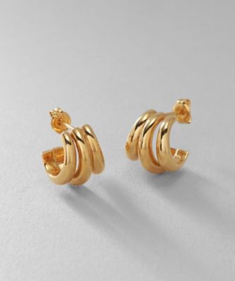 ＜COCOHNIK ONKITSCH (Women)＞シルバー　スモールフープ　トリプルカーブピアス　ＧＰ（２００２２９３２６３）