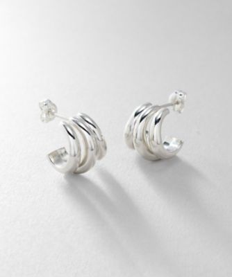 ＜COCOHNIK ONKITSCH (Women)＞シルバー　スモールフープ　トリプルカーブピアス（２００２２９３２６７）