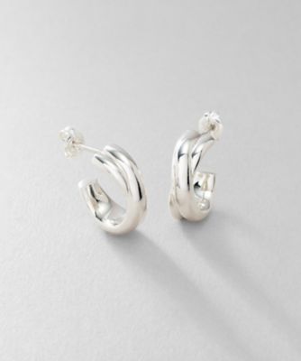 ＜COCOHNIK ONKITSCH (Women)＞シルバー　スモールフープ　プランプクロスピアス（２００２２９３２７０）