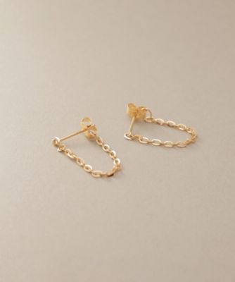 ＜COCOSHNIK (Women)＞Ｋ１８フラッシュアズキチェーン　フープピアス（２００２２９４０３７）