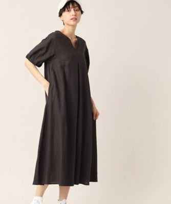 ＜Dessin (Women)＞【洗える】リネンブレンドキーネックワンピース（２００２２９４８４１）