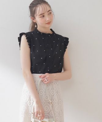【マシンウォッシャブル】ドット刺繍ブラウス（２００２２９６７８７）