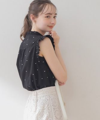 【マシンウォッシャブル】ドット刺繍ブラウス（２００２２９６７８７）