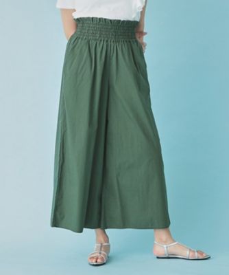 スーナウーナ　ワイドパンツ 夏快適／ウエスト総ゴム】タイプライターワイドパンツ（フル