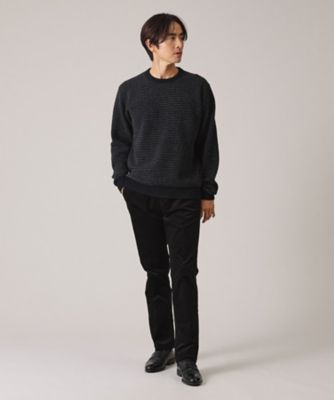 LOEF ダメージプルオーバー　men's ブラック ハーフジップ ビッグカラー ルーズブラッシュドプルオーバー