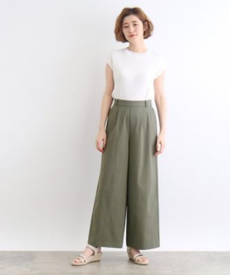 【高身長さん向け＋１２ｃｍ】＜接触冷感・多サイズ＞サマーハイパーストレッチクロップドワイドパンツ（２００２３００１９３）
