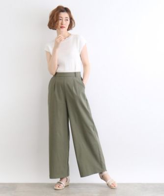 【高身長さん向け＋１２ｃｍ】＜接触冷感・多サイズ＞サマーハイパーストレッチクロップドワイドパンツ（２００２３００１９３）