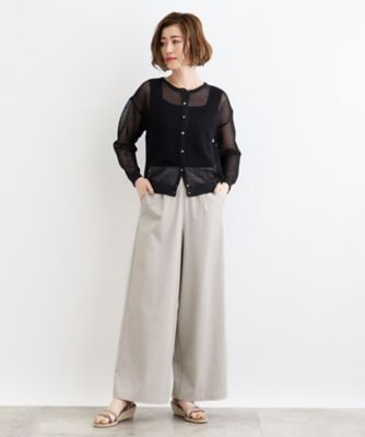【高身長さん向け＋１２ｃｍ】＜接触冷感・多サイズ＞サマーハイパーストレッチクロップドワイドパンツ（２００２３００１９３）