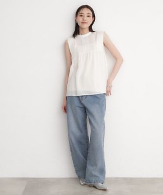 刺繍タックノースリーブブラウス【洗える】（２００２３１９６５８）