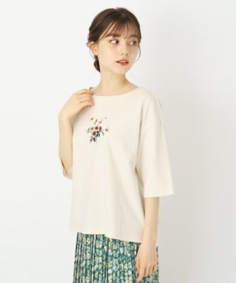 【５分袖／洗える／ＵＳＡコットン１００％】バンチドフラワープリントＴシャツ（２００２３１９７１０）