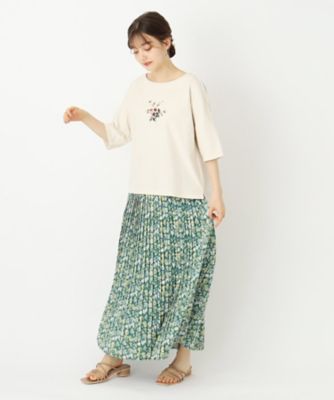 【５分袖／洗える／ＵＳＡコットン１００％】バンチドフラワープリントＴシャツ（２００２３１９７１０）