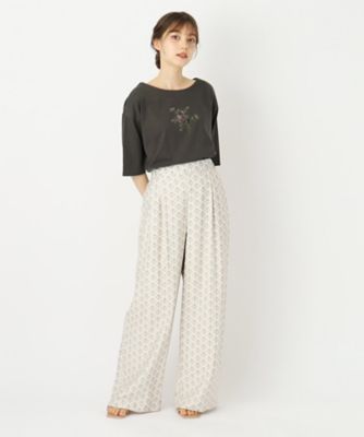 【５分袖／洗える／ＵＳＡコットン１００％】バンチドフラワープリントＴシャツ（２００２３１９７１０）