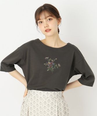 【５分袖／洗える／ＵＳＡコットン１００％】バンチドフラワープリントＴシャツ（２００２３１９７１０）