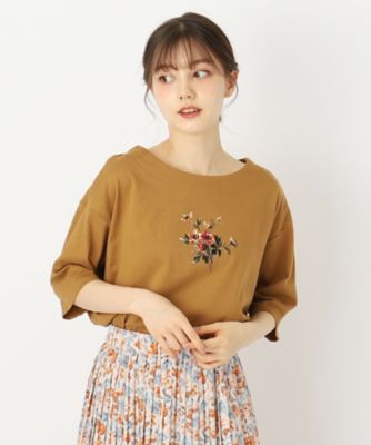 【５分袖／洗える／ＵＳＡコットン１００％】バンチドフラワープリントＴシャツ（２００２３１９７１０）