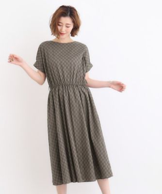 幾何小花刺繍レースベルト付きワンピース（２００２３２０５６３）