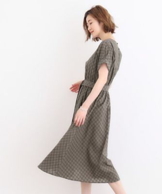 幾何小花刺繍レースベルト付きワンピース（２００２３２０５６３）