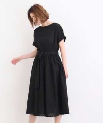 幾何小花刺繍レースベルト付きワンピース（２００２３２０５６３）