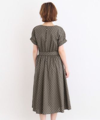 幾何小花刺繍レースベルト付きワンピース（２００２３２０５６３）