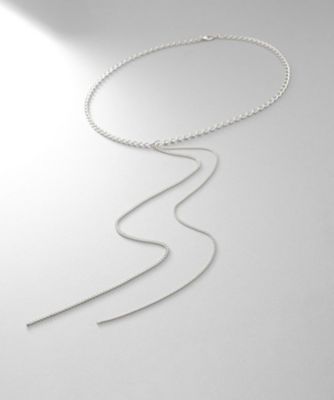 ＜COCOHNIK ONKITSCH (Women)＞シルバー　ミックスカーブチェーンフリンジ　ネックレス（２００２３２３１２５）