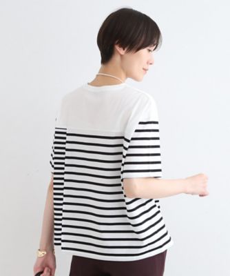 【洗える／ボーダー柄／日本製】アシメデザインＴシャツ（２００２３２３２９７）