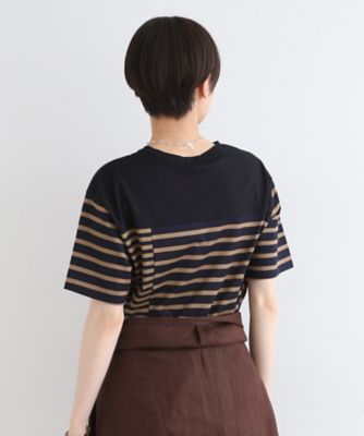【洗える／ボーダー柄／日本製】アシメデザインＴシャツ（２００２３２３２９７）