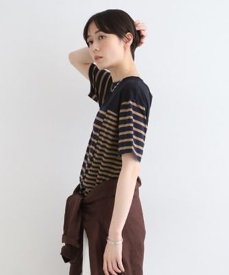 【洗える／ボーダー柄／日本製】アシメデザインＴシャツ（２００２３２３２９７）