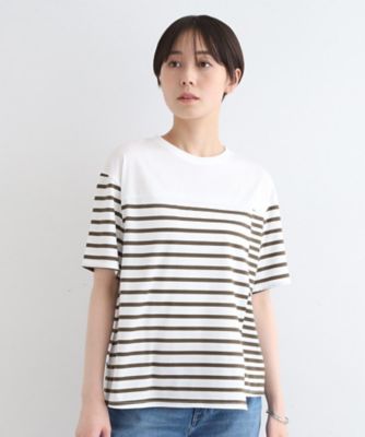【洗える／ボーダー柄／日本製】アシメデザインＴシャツ（２００２３２３２９７）