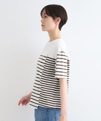 【洗える／ボーダー柄／日本製】アシメデザインＴシャツ（２００２３２３２９７）