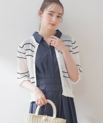 ＜COUTURE BROOCH (Women)＞配色透かし編みカーディガン（２００２３２４３８９）
