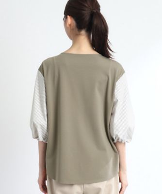 【夏ＳＡＬＥ／人気商品の夏バージョン！ＵＶカット／接触冷感／洗える】ストライプスリーブカットソー（２００２３２９６９１）