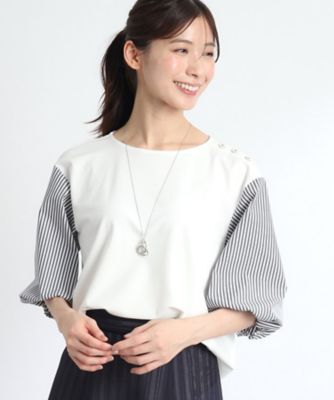 【夏ＳＡＬＥ／人気商品の夏バージョン！ＵＶカット／接触冷感／洗える】ストライプスリーブカットソー（２００２３２９６９１）