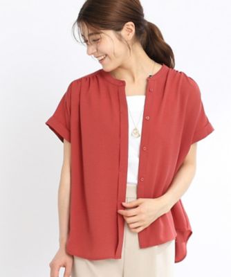 【夏ＳＡＬＥ／マシンウォッシュ可】ドライタッチバンドカラーブラウス（２００２３２９６９２）
