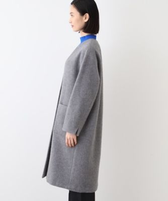 INDIVI チェック柄ジャカードステンカラーコート 【喪服・礼服・ブラックフォーマル】