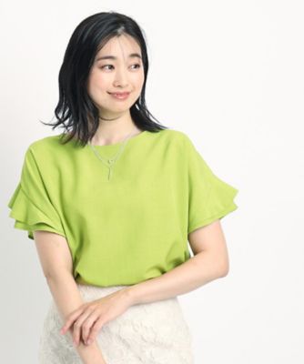 【洗える／麻調合繊／セットアップ可】ドライタッチで夏おすすめ！袖デザインがフェミニンなブラウス（２００２３３６７０９）