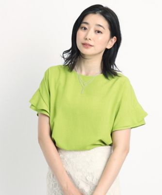 【洗える／麻調合繊／セットアップ可】ドライタッチで夏おすすめ！袖デザインがフェミニンなブラウス（２００２３３６７０９）