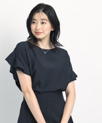 【洗える／麻調合繊／セットアップ可】ドライタッチで夏おすすめ！袖デザインがフェミニンなブラウス（２００２３３６７０９）