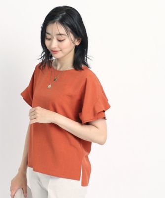 【洗える／麻調合繊／セットアップ可】ドライタッチで夏おすすめ！袖デザインがフェミニンなブラウス（２００２３３６７０９）