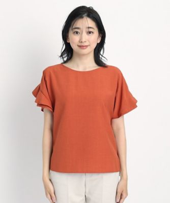 【洗える／麻調合繊／セットアップ可】ドライタッチで夏おすすめ！袖デザインがフェミニンなブラウス（２００２３３６７０９）