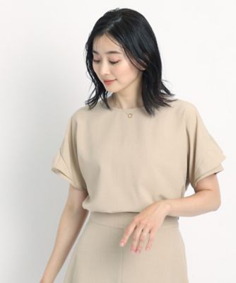 【洗える／麻調合繊／セットアップ可】ドライタッチで夏おすすめ！袖デザインがフェミニンなブラウス（２００２３３６７０９）
