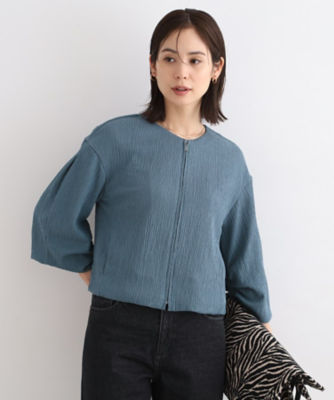 【SALE】INDIVI S (Women/小さいサイズ)/インディヴィS【洗える/UVケア/SETUP可能】バルーンスリーブブルゾン(2002336711) アオ092 コート・ジャケット【三越伊勢丹/公式】