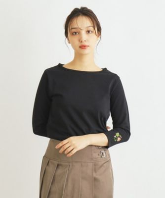 【コットン１００％／袖刺繍】ボートネックカットソー（２００２３３６９６３）