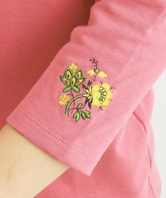 【コットン１００％／袖刺繍】ボートネックカットソー（２００２３３６９６３）